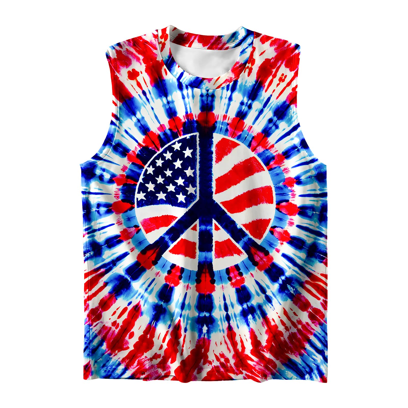DMPROD Kids Tie Dye Shirt Size 5-14 Years Sleeveless T Shirts Children Tank Tops Hippies Senior Tees for Boys Girls
