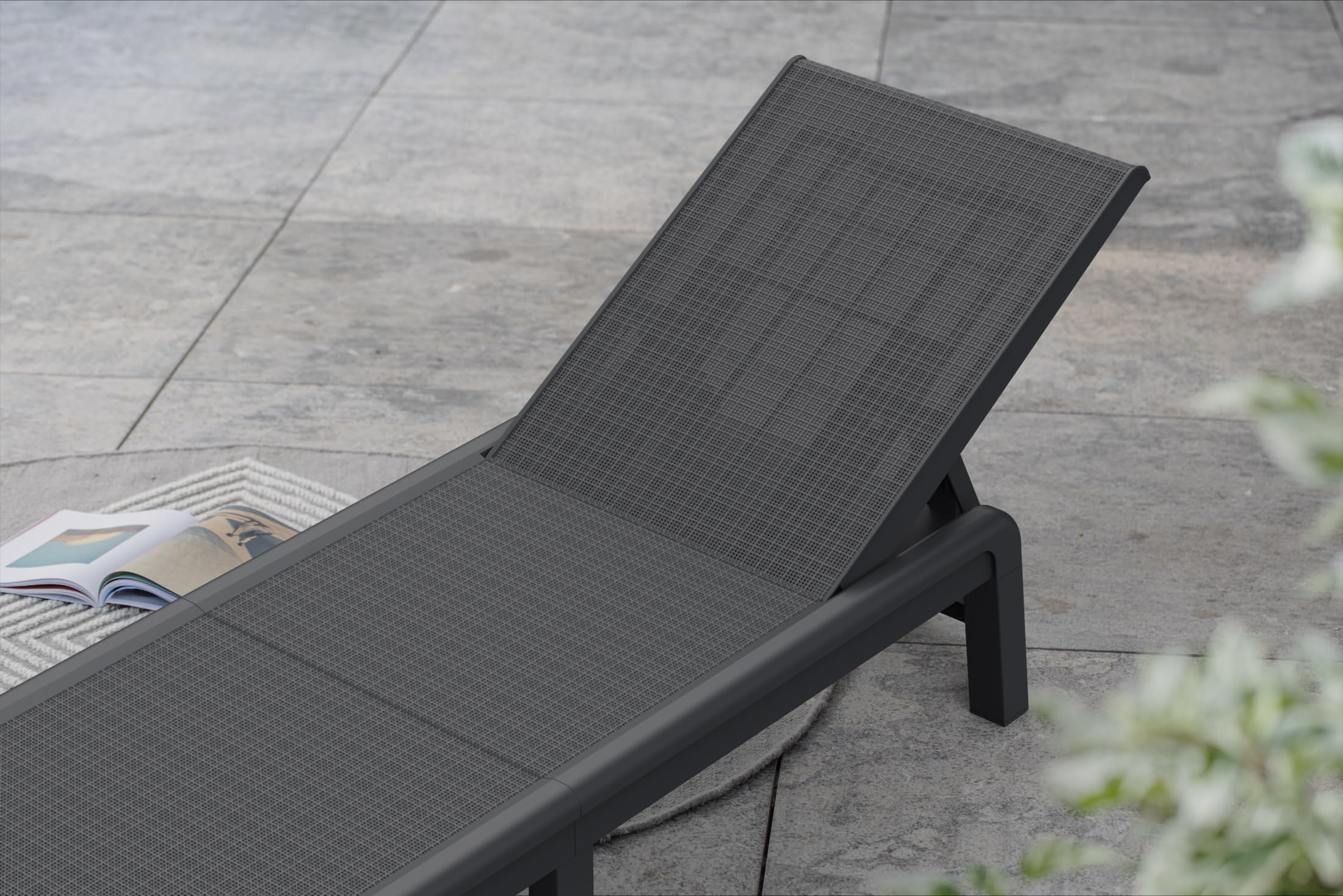 Keter Palma-Tumbona de Jardín Plegable, para Exterior terrazas, Patios, Jardines, 4 Posiciones, Color Grafito
