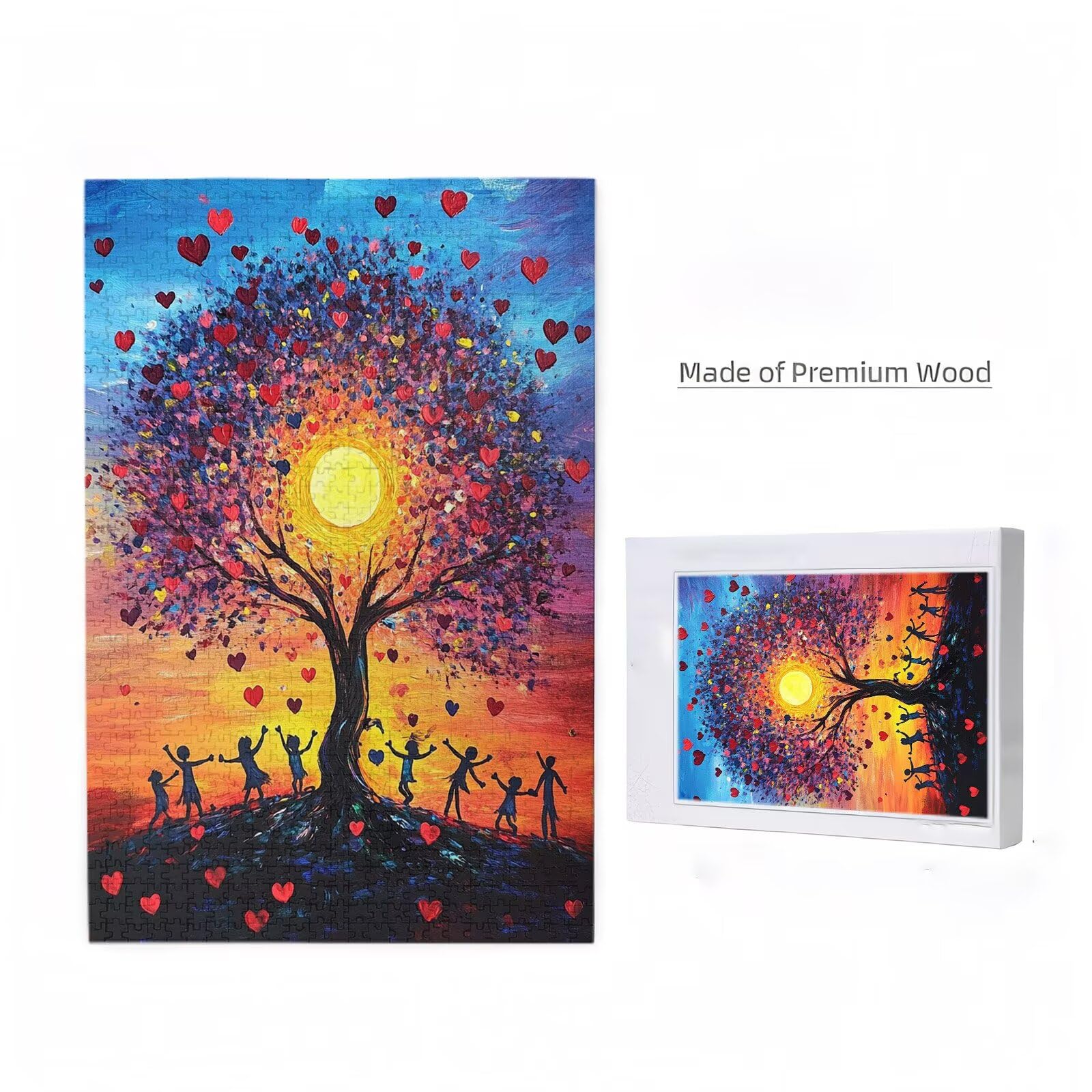 5000 sztuk puzzli dla dorosłych, kreatywne niemożliwe puzzle dla dorosłych początkujących, duża drewniana układanka z plakatem i pudełkiem do przechowywania, wystrój domu, motyw: drzewo życia i