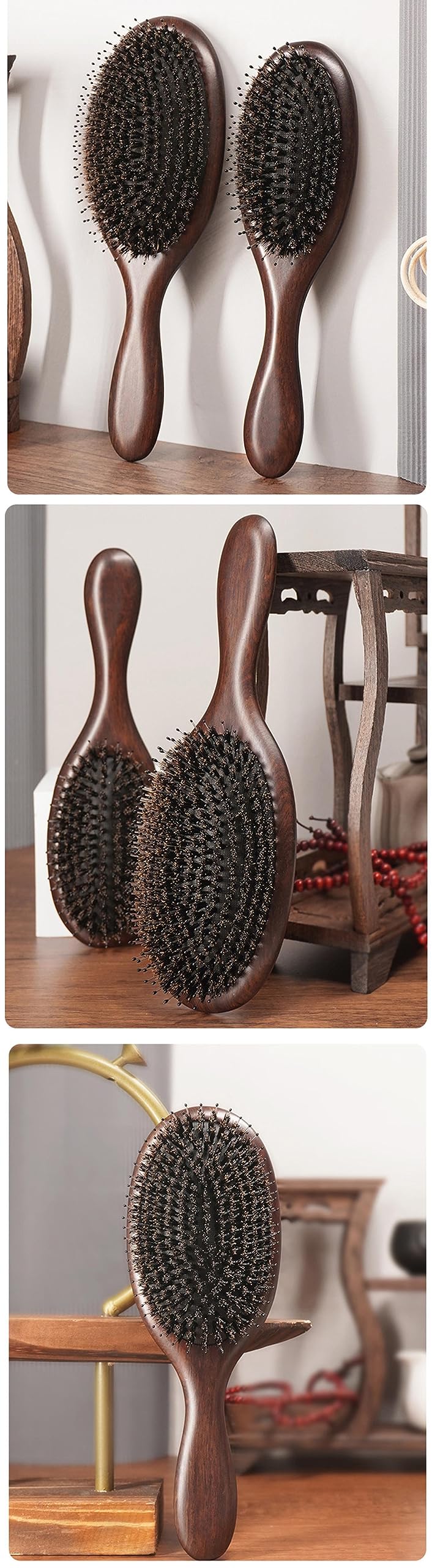 Haarbürste Wildschweinborsten Bürste Holz Haar Pinsel Trocken Nass Entwirren Holz Kämme Für Frauen Barber Paddel Kopfhaut Massage Pinsel model250X85MM