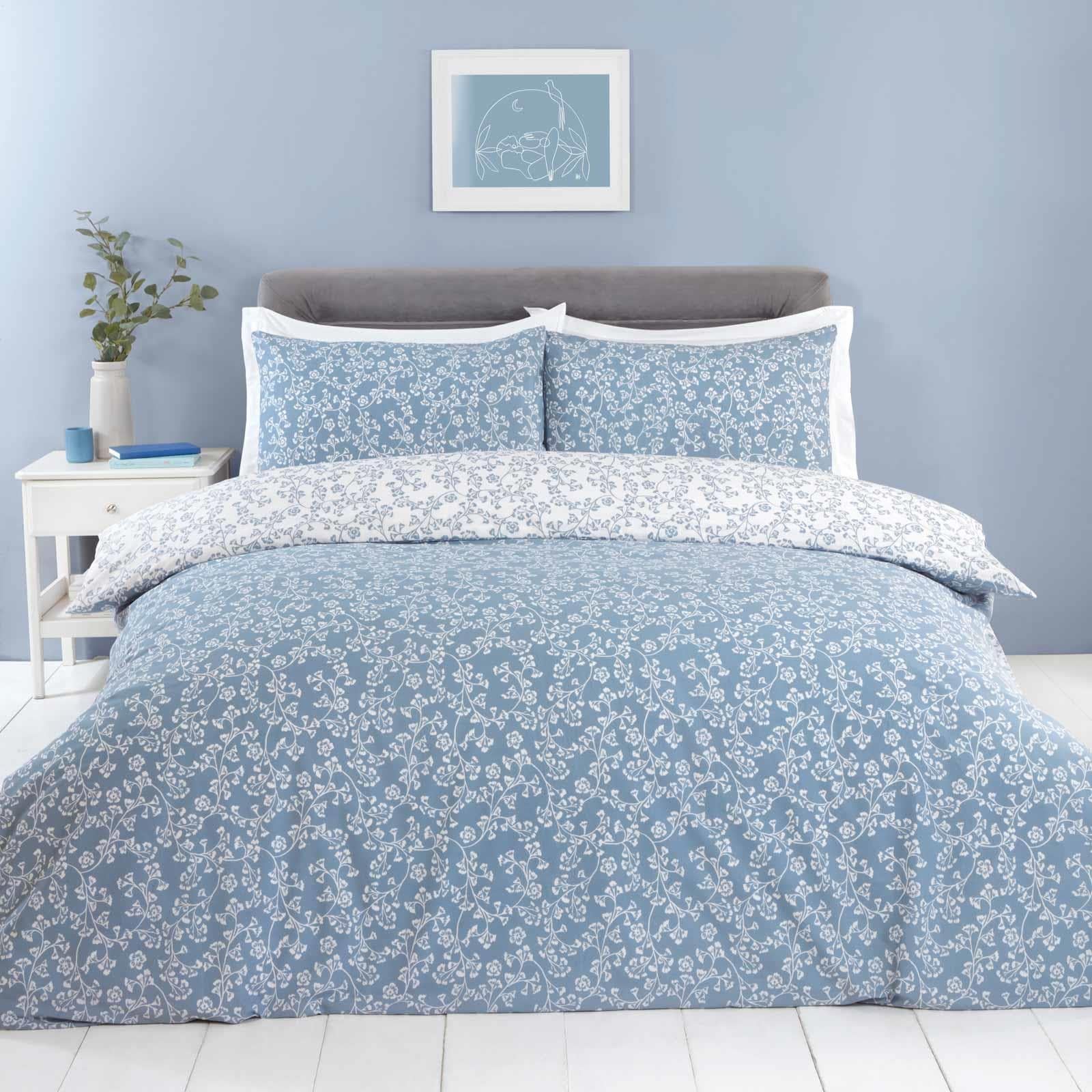Julian Charles Blue Sade Floral Duvet Set - King Size