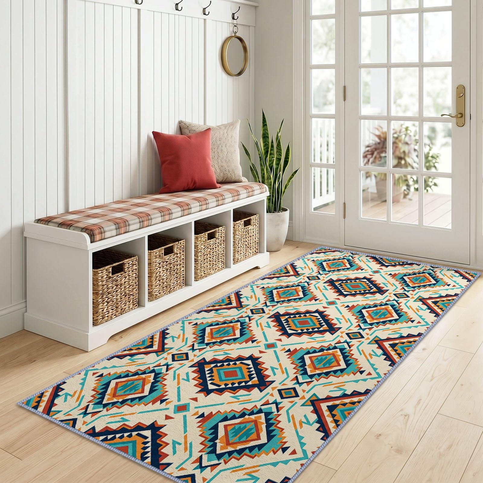 Style Autochtone Sud Ouest Tapis Couloir Lavable en Machine 60x240cm