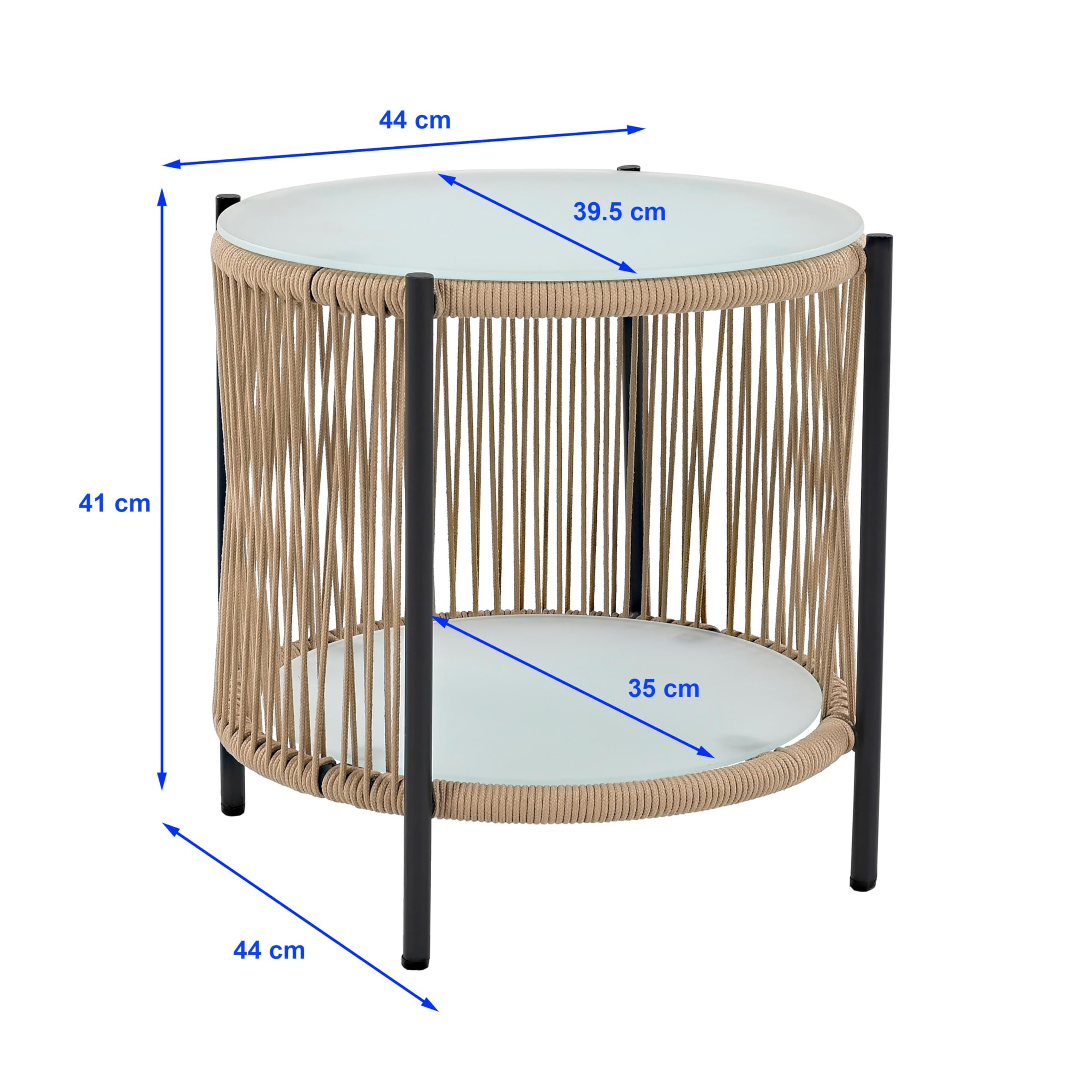 ESTEXO Bistro Set Balkonmöbel Sitzgruppe Outdoor Gartenset 2 Personen Rope Gartenset (Beige)