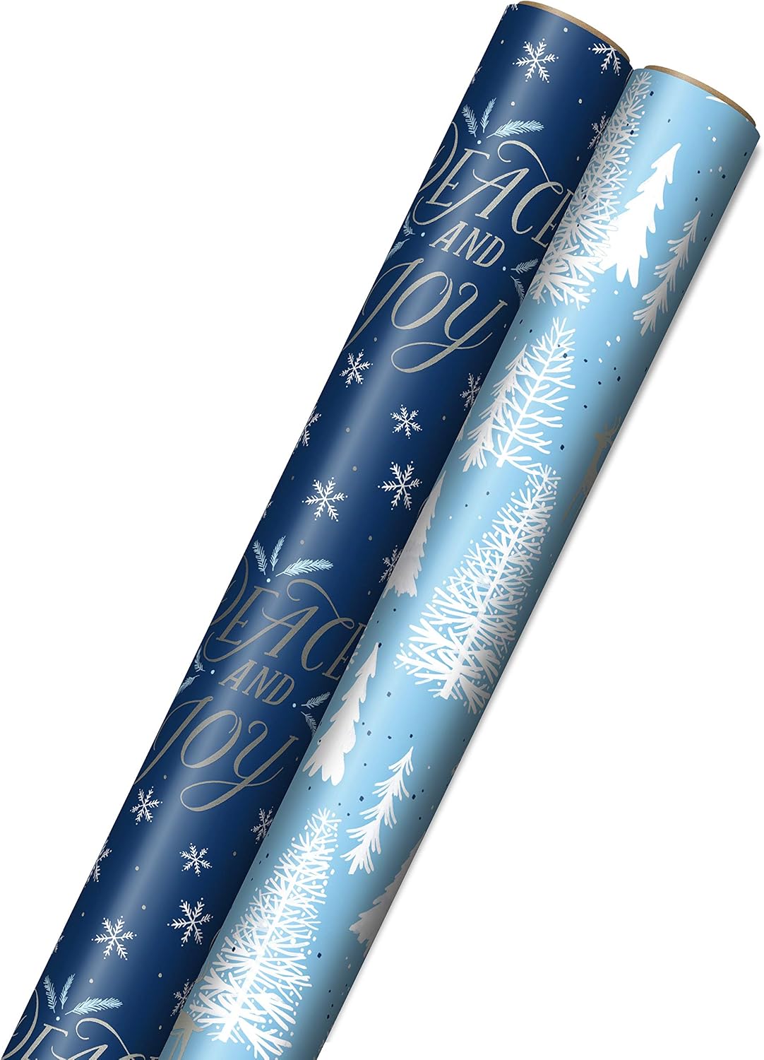 Hallmark Bulk Blue Holiday Wrapping Paper with Cut Lines on Reverse (2 Jumbo Rolls: 160 sq. ft. ttl) Christmas Trees and Deer, Snowflakes, Peace and Joy", Dual-Pack (0005JXW1056)