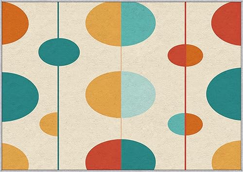 Miniatura 6 de Alfombras modernas de mediados de siglo para dormitorio, alfombras retro coloridas lavables para sala de estar, 5 x 7 pies, alfombra de área de