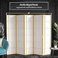 Vista 44 de Red Lantern Pantalla Shoji de doble cruz de 6 pies de alto, color blanco, 5 paneles