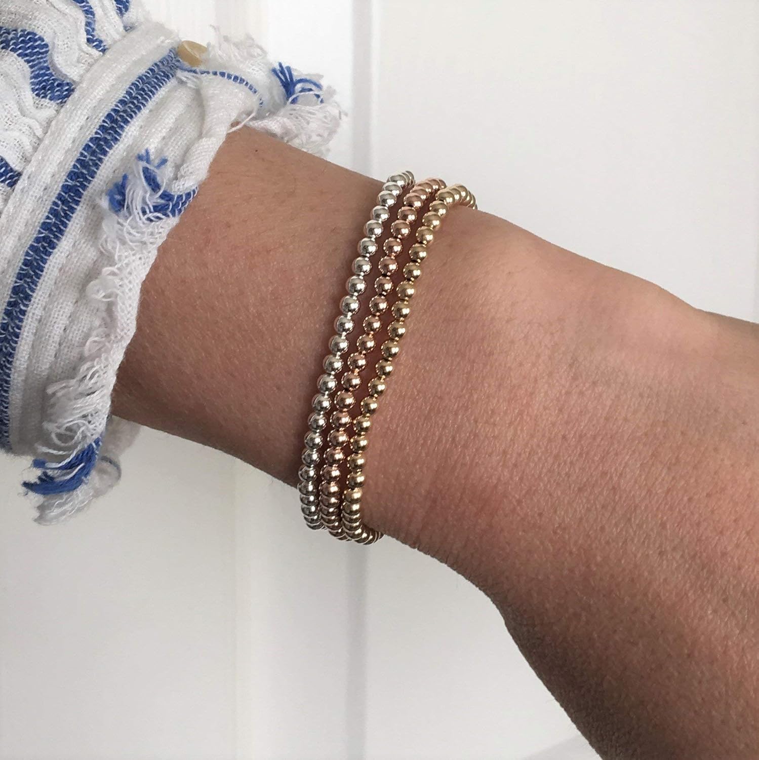3 mm Beaded Ball Bracelet – 14k Gold Fill, Sterling Silver, or Rose Gold – Minimalist Everyday Stackable Jewelry – Gift for Her