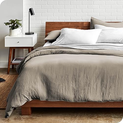 Bare Home Sandwashed Duvet Cover - Queen Size - Premium 1800 Ultra-Soft Brushed Microfiber - Easy Care (Queen, Sandwashed Fog)
