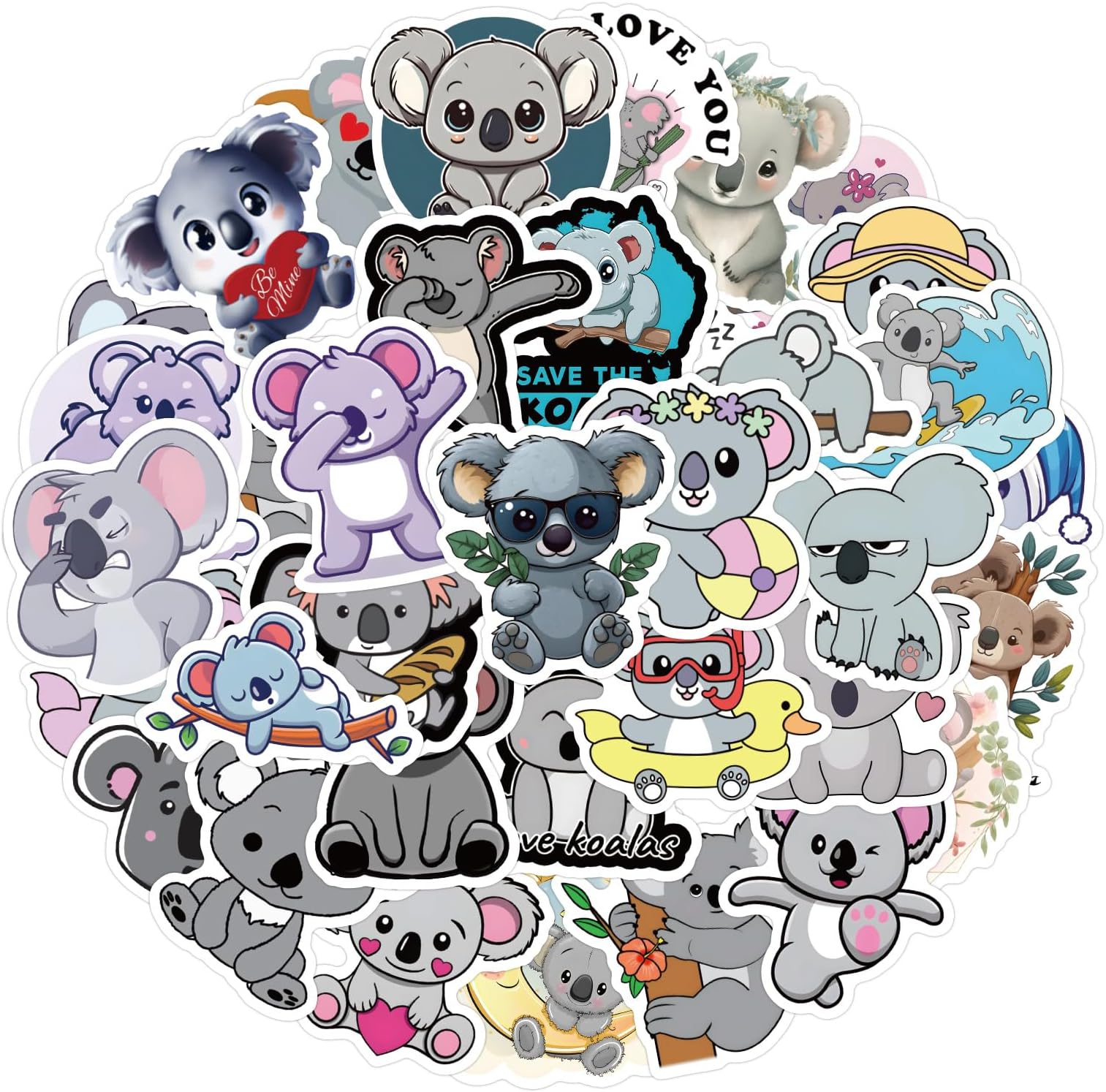 60pcs Cartoon Koala Stickers for Kids Journals,Lovely Aesthetic Vinyl Decals for Teens Laptops Water Bottle Suitcase Skateboard Phone Pad (Koala)