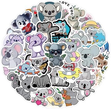 60pcs Cartoon Koala Stickers for Kids Journals,Lovely Aesthetic Vinyl Decals for Teens Laptops Water Bottle Suitcase Skateboard Phone Pad Koala