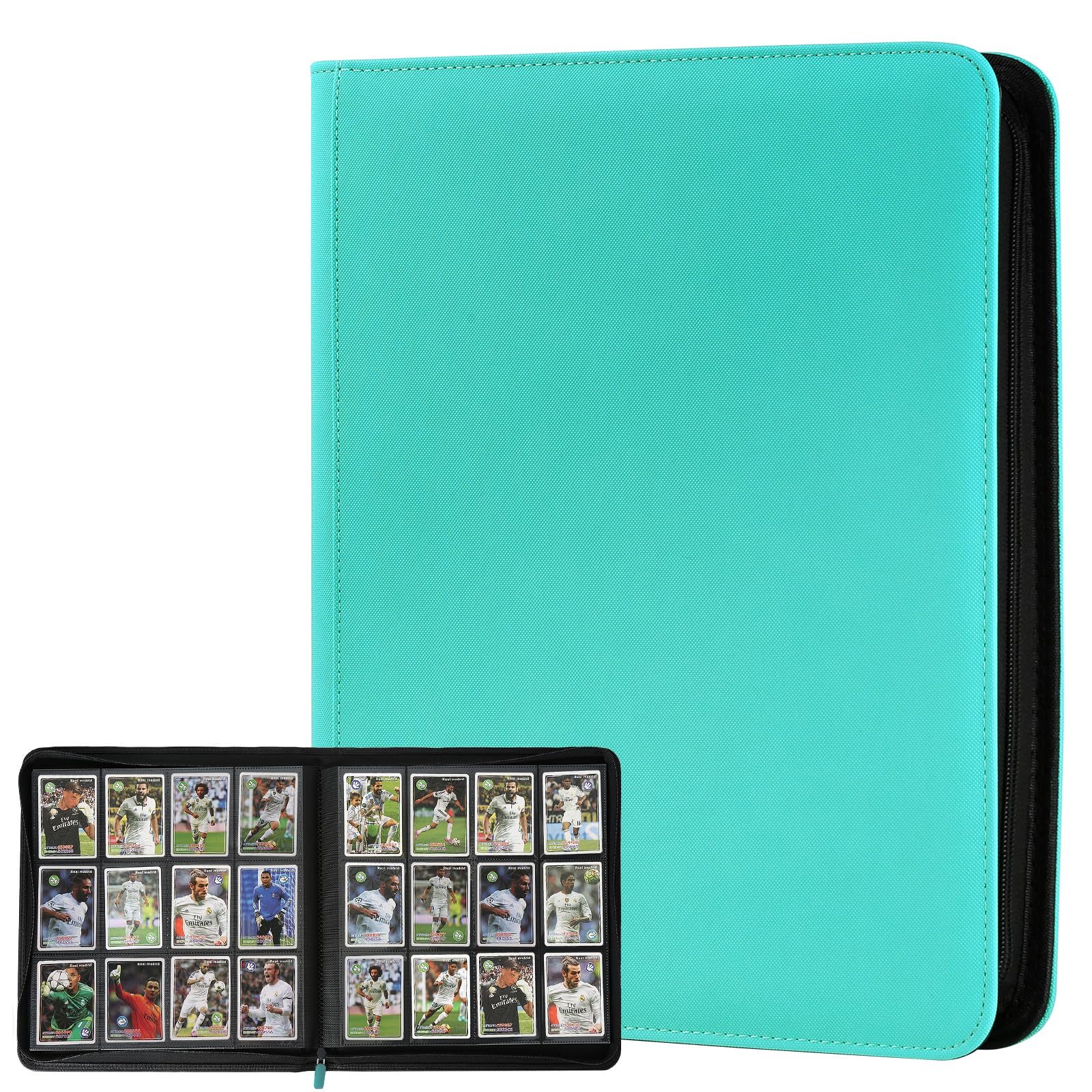 Trading Card Binder 12 Pocket, GERMUN PU Cover Card Binder for 720 Cards, Premium Trading Card Holder Folders, Double Sided Pocket Card Album for MTG, TCG (Lake Blue)