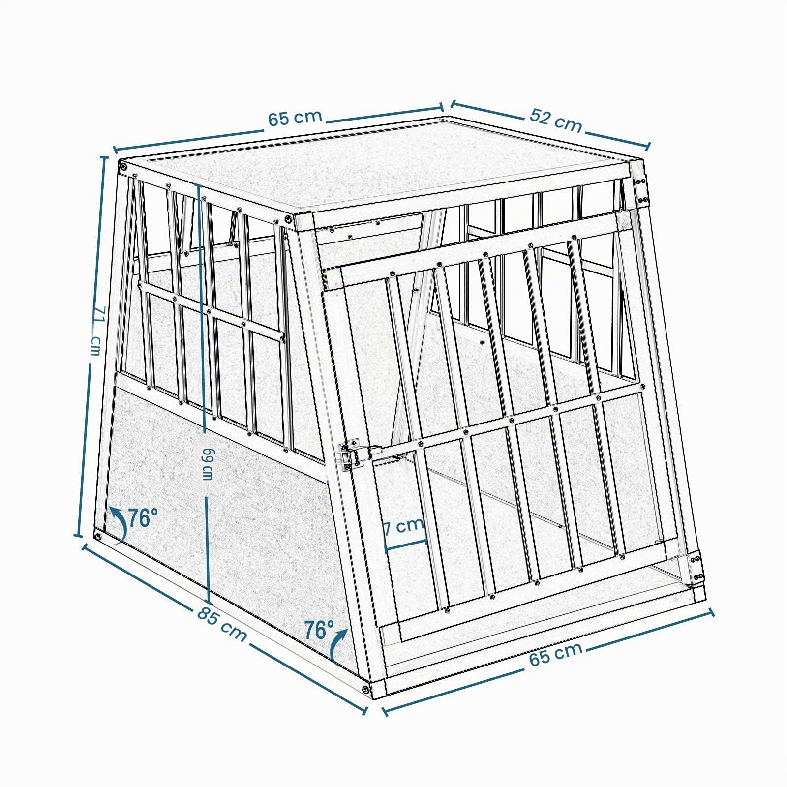 EUGAD Trasportino Cane Auto, Trasportino Cani in Alluminio, Box Trasporto per Cani Media Piccola da Auto, Cuccia Cane Esterno, Kennel per Canette con Chiusura per Viaggio Trasporto 65x85x71cm