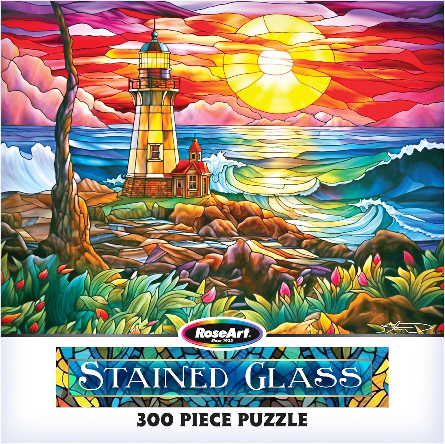 RoseArt - Stained Glass - Summer Waves - 300 Piece Jigsaw Puzzle for Adults