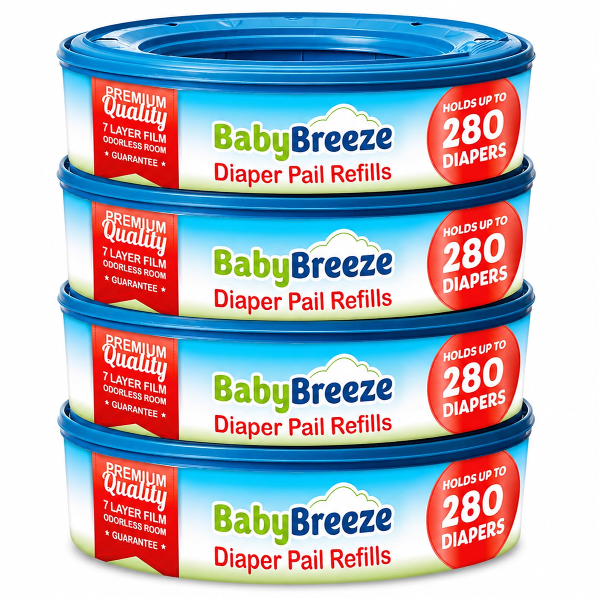 BabyBreeze Diaper Pail Refills Bags for Diaper Genie - 1120 Count (4-Pack)