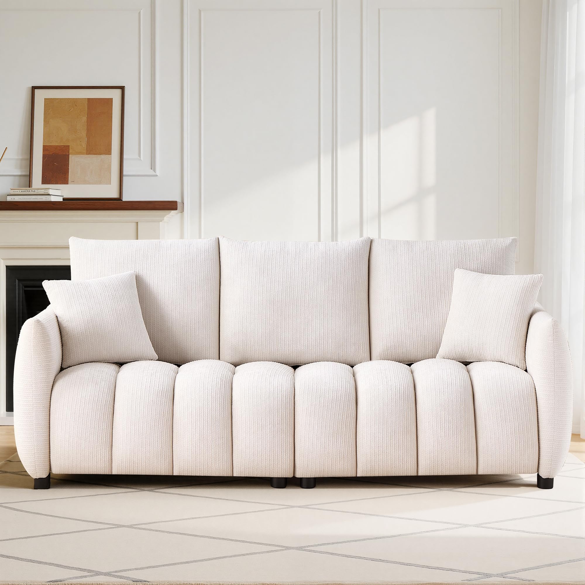 3-Seater Boucle Cloud Sofa with Pillows