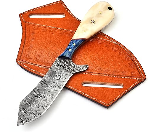Wolf Craft Cuchillo cortador de toros de acero de Damasco hecho a mano, cuchillo de campamento cuchillo de vaquero de hoja fija, cuchillos de caza disponible en Yaxa Colombia
