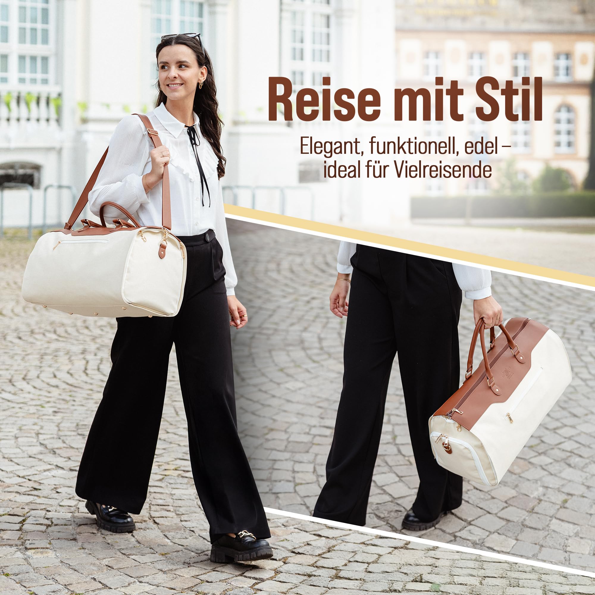 Kleidersack Reisetasche 40L Handgepäck – 2in1 Garment Bag mit Schuhfach – Knitterfrei für Anzug & Kleid – Business Weekender wasserabweisend – Premium Reisetasche Perfectly Organized