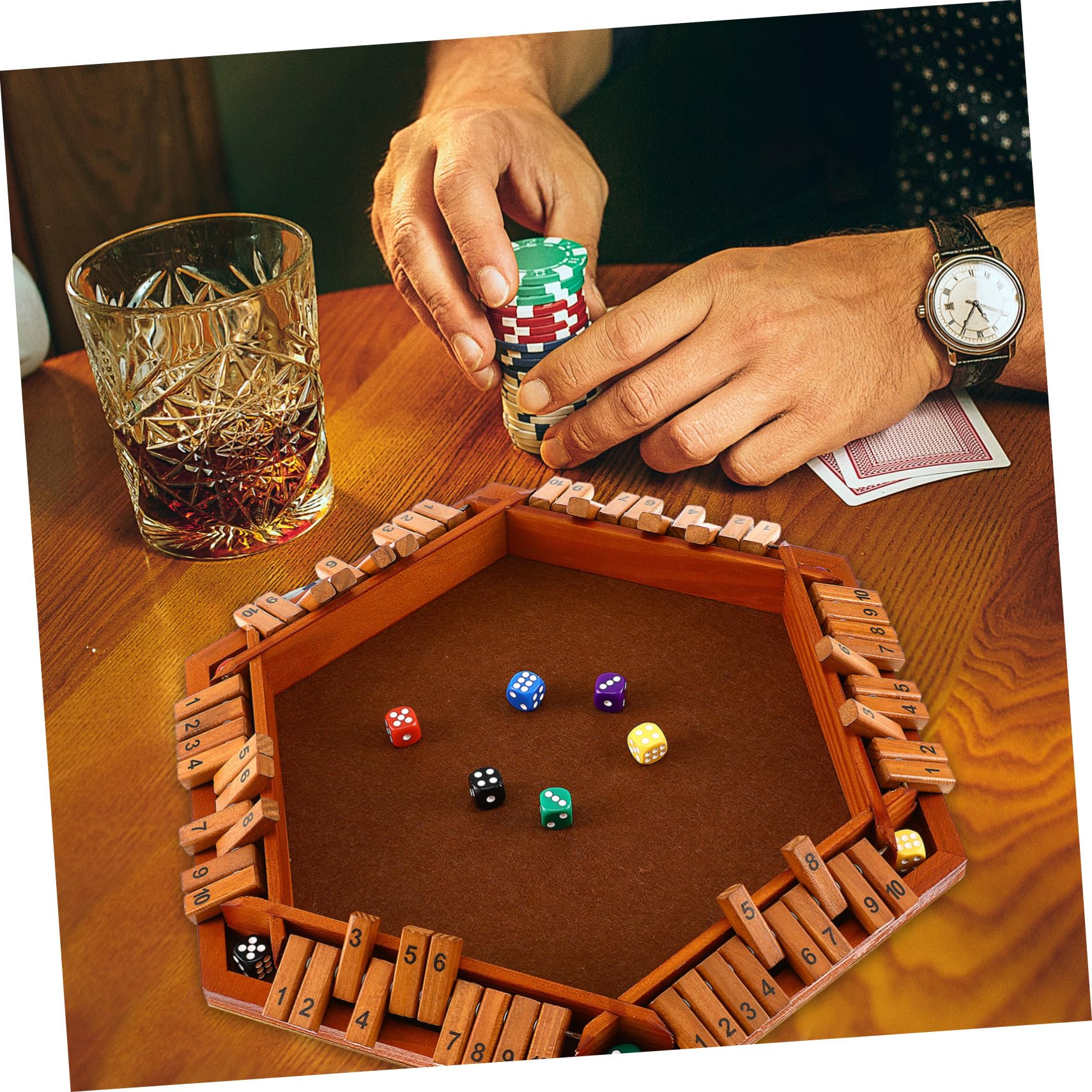Gioco Chiudi la Scatola Gioco da Tavolo in Legno Dadi Tavola in Legno da Tavolo per Giocatori Adatto Feste in Casa e Riunioni di Famiglia