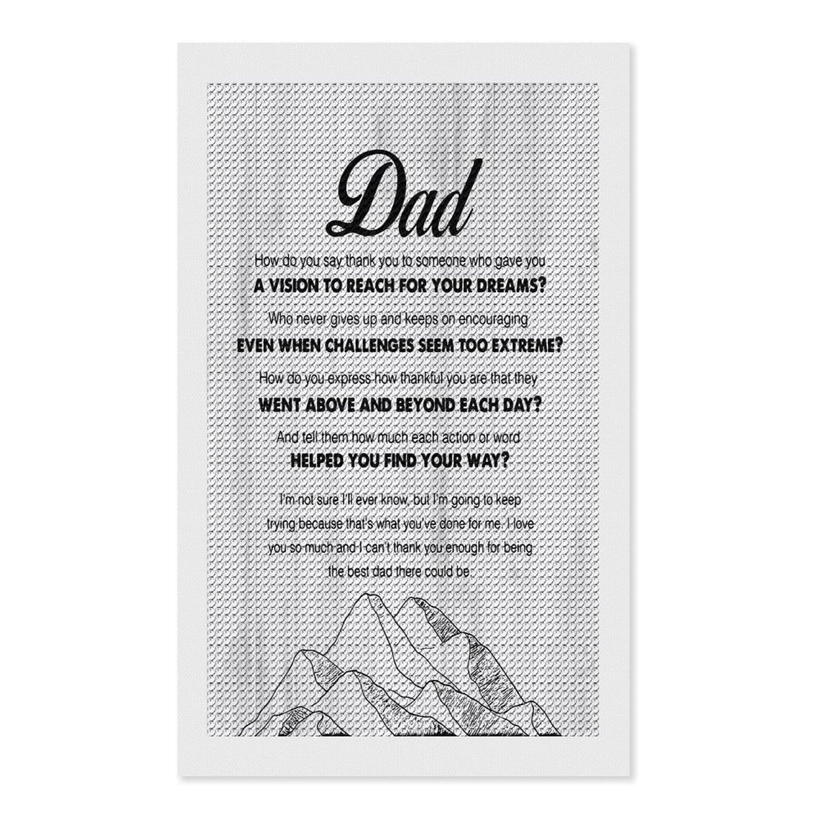 Junmoney Dad Motivational Quotes DIY Diamond Art Canvas Kit 12"x20", for Teens, Aesthetic Room Decor, Farmhouse Decor, Canvas Picture, Birthday Gift
