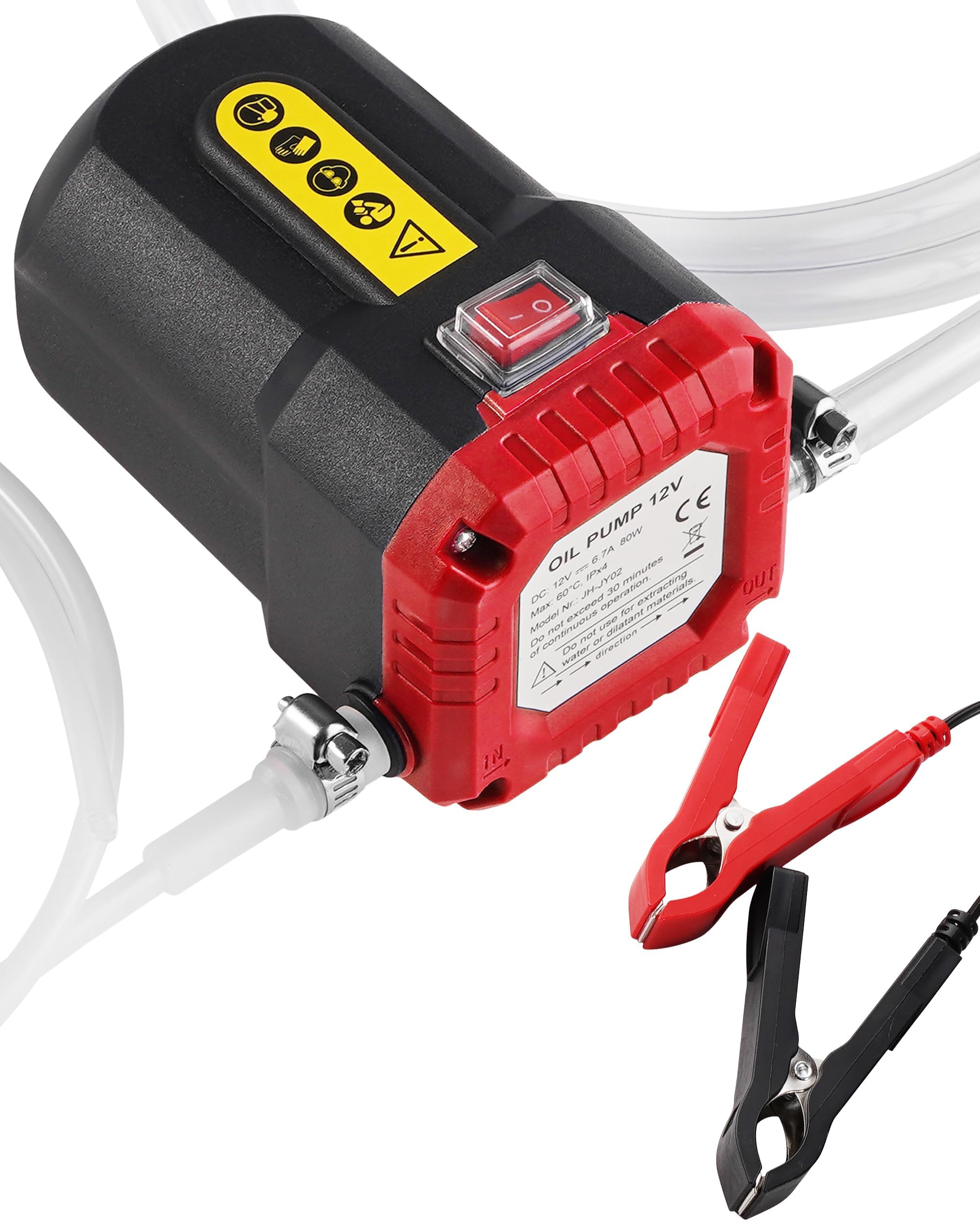 Oil Extractor Pump 12V 80W, Upgraded DIY Oil Change Pump w/ Auto Overload