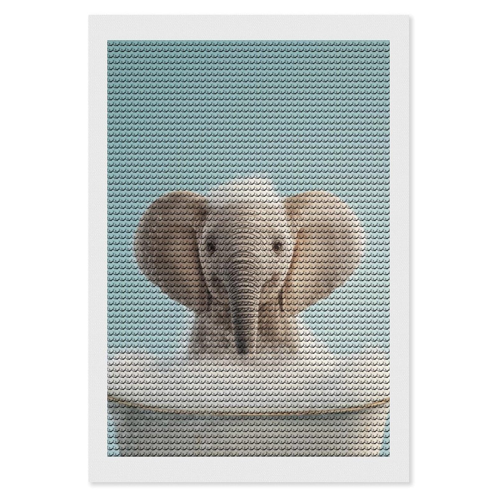 Junmoney Baby Elephant in A Bubble Bath DIY Diamond Art Canvas Kit 8"x12", Simple to Start, Fun Craft Experience, Modern Decor, Gift Idea, Adhesive Canvas
