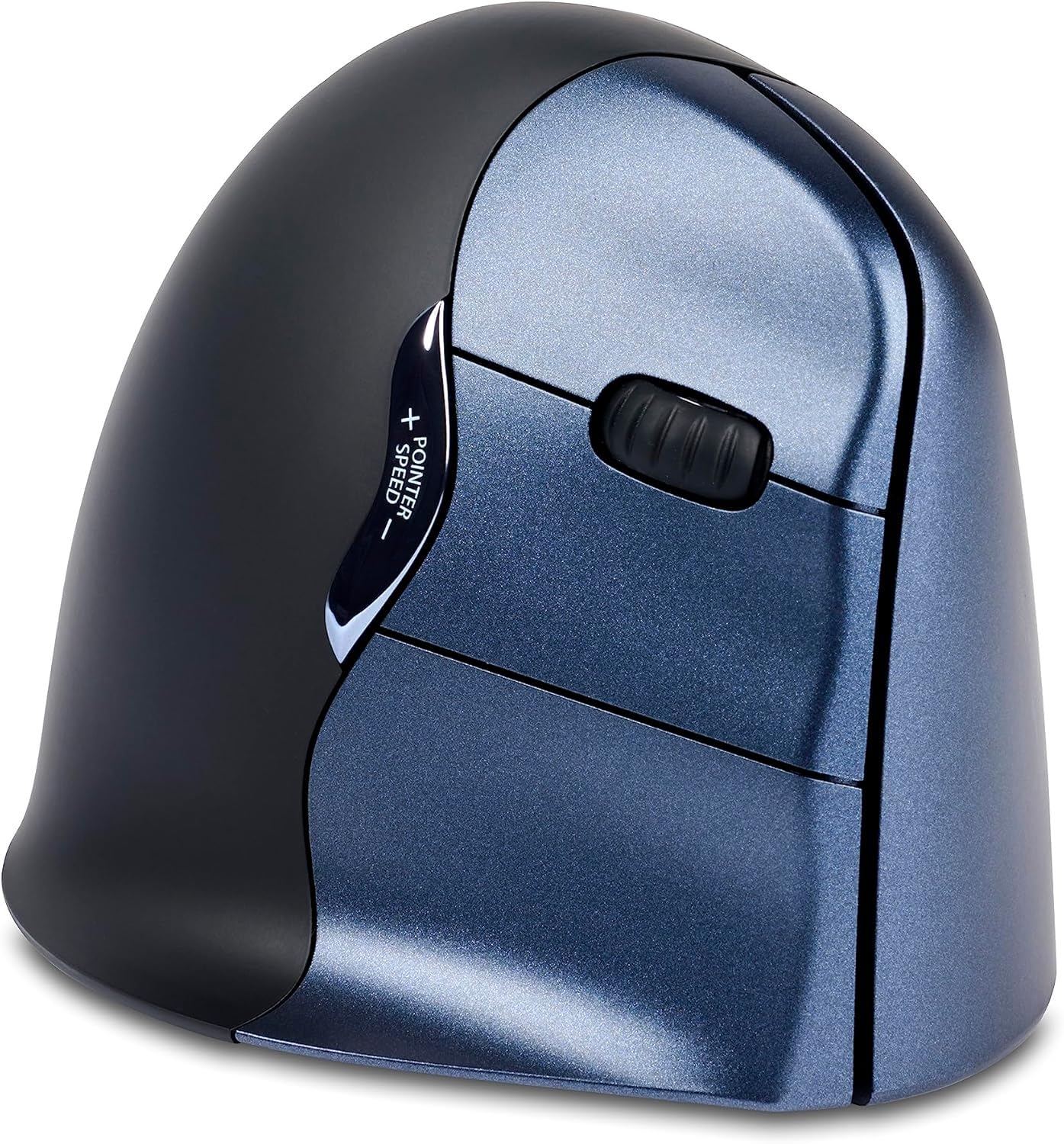 BakkerElkhuizen Evoluent4 Wireless, Vertikale Ergonomische Maus, Computermaus für Büro/Office/Home Windows PC Laptop, Rechtshänder, Kabellos, schwarz/blau/Silber