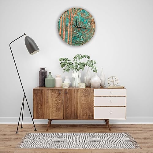 Miniatura 5 de Reloj de pared de cobre hecho a mano con toque artesanal en cada pieza, decoración de pared del árbol del tiempo, reloj de cobre para sala de estar,