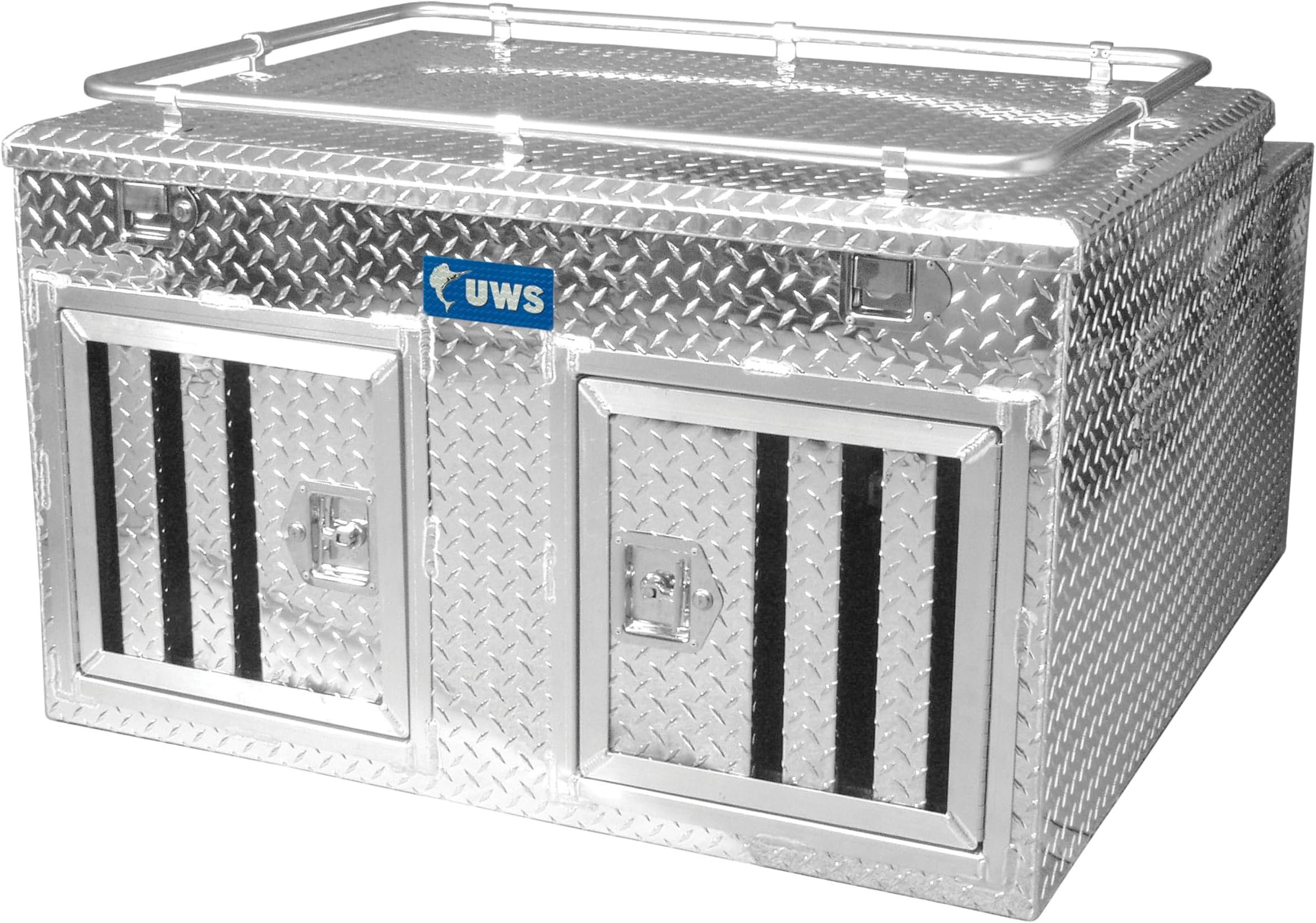DB-4848N Bright Aluminum 48" x 48" Double-Door Dog Box with Full Enclosure & Storage