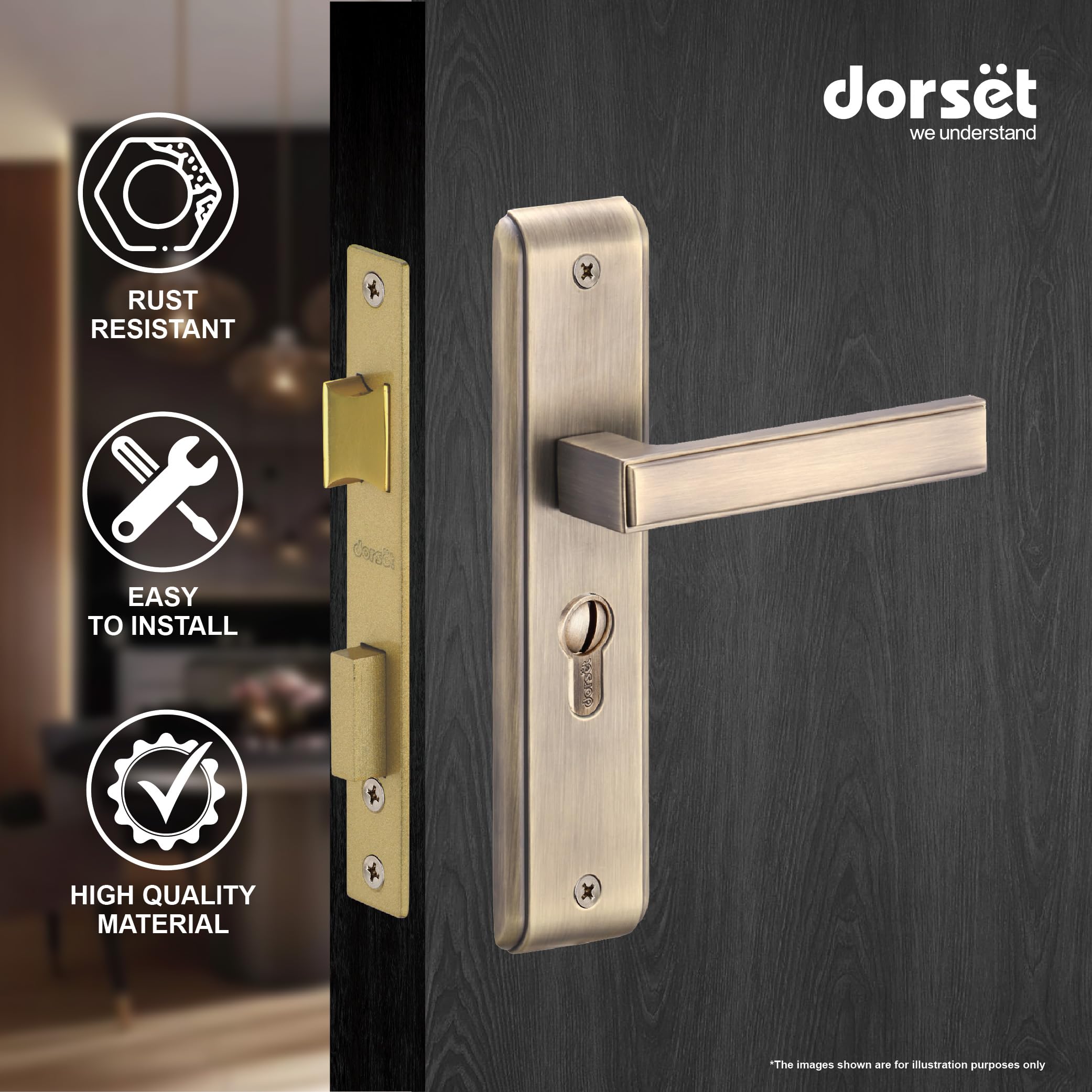 Dorset Kaira 8 inch Mortise Door Lockset - 70 mm Coin and Knob