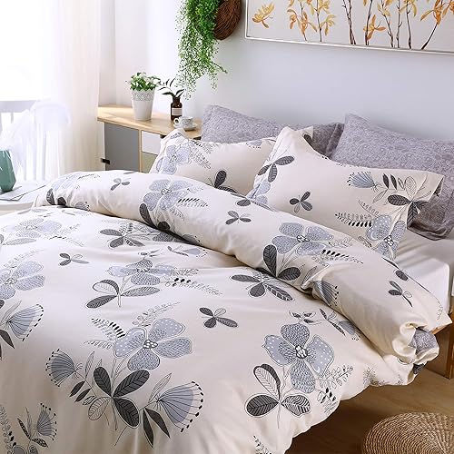 Miniatura 3 de Juego de funda de edredón lavada, 3 piezas, ultra suave, doble cepillado, microfibra con cierre de cremallera (1 funda de edredón + 2 fundas de