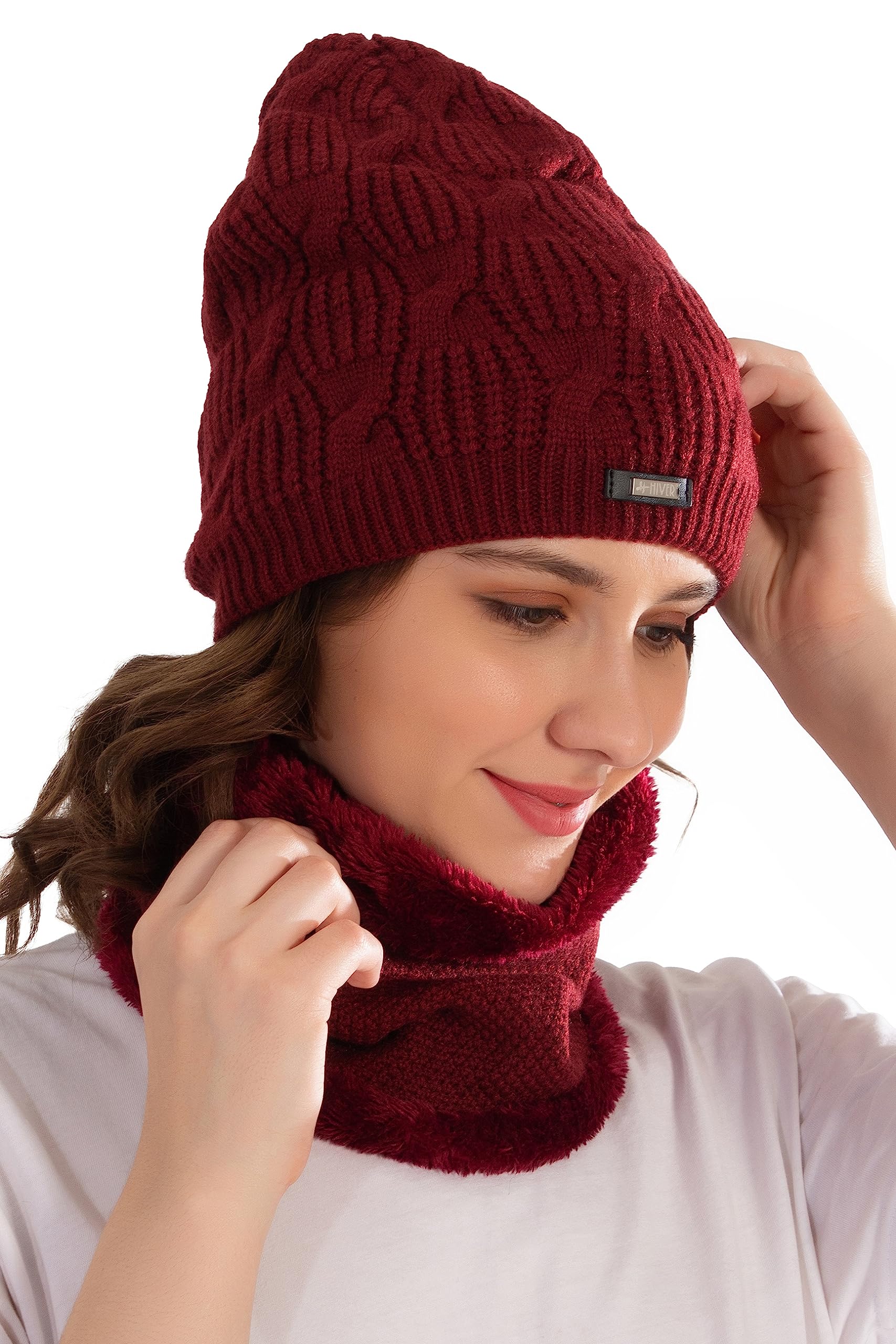 Winter Beanie Cap Scarf Set | Warm Knit Cap | Thick Fleece Lined Winter Hat & Scarf for Men Women| Soft & Comfortable |-image-18