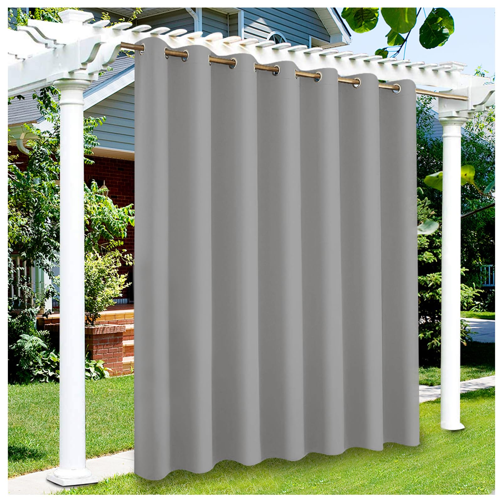 Mewkew Outdoor Curtains for Patios W 55.9"×L 83.9"(1 Panels),Weatherproof Waterproof Outdoor Curtains with Eyelets Top, Sun Protection Privacy Blinds for Balcony, Gazebo, Pergola — image 1