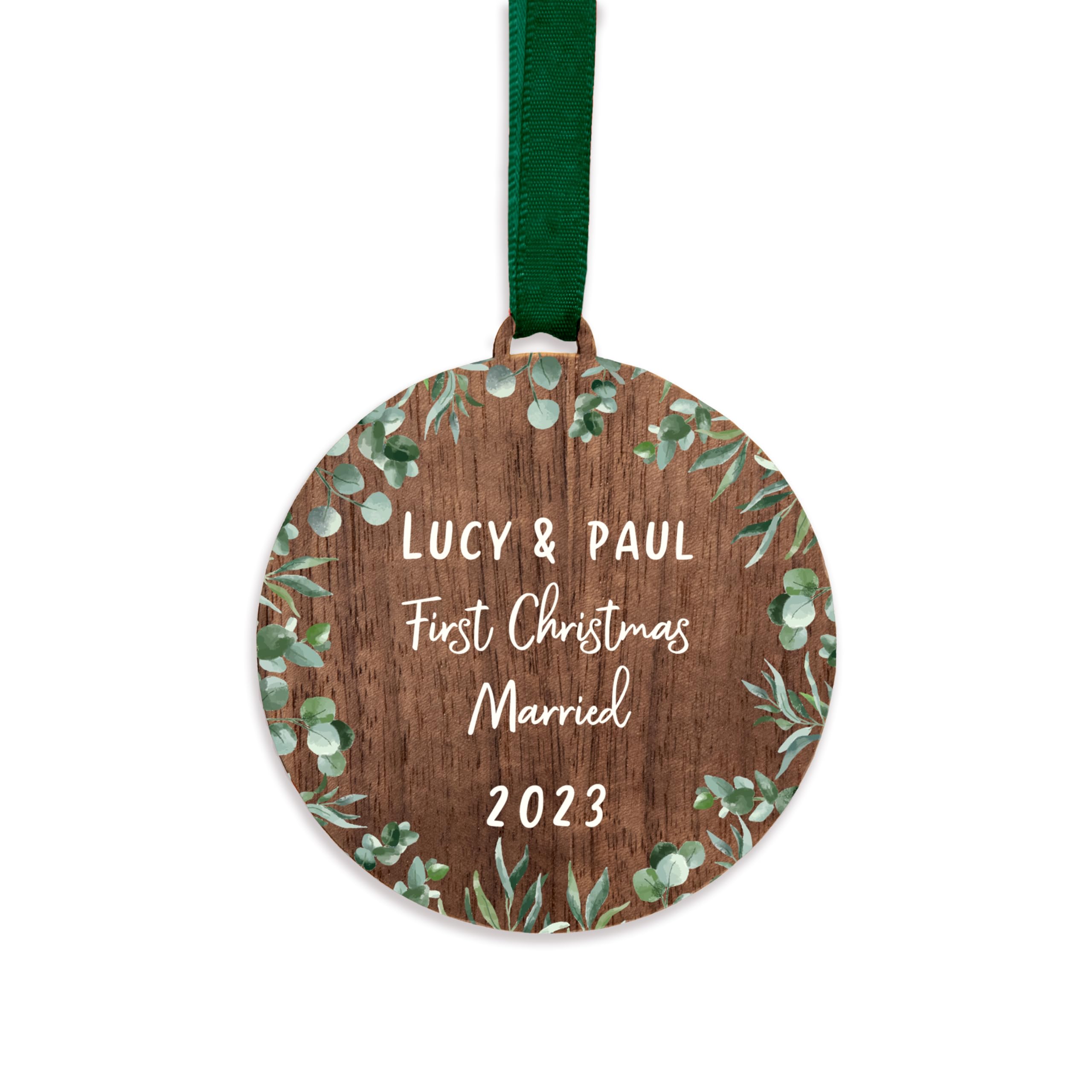 First Christmas Married bauble | Mr and Mrs xmas tree decoration | handmade mirror baubles for him her