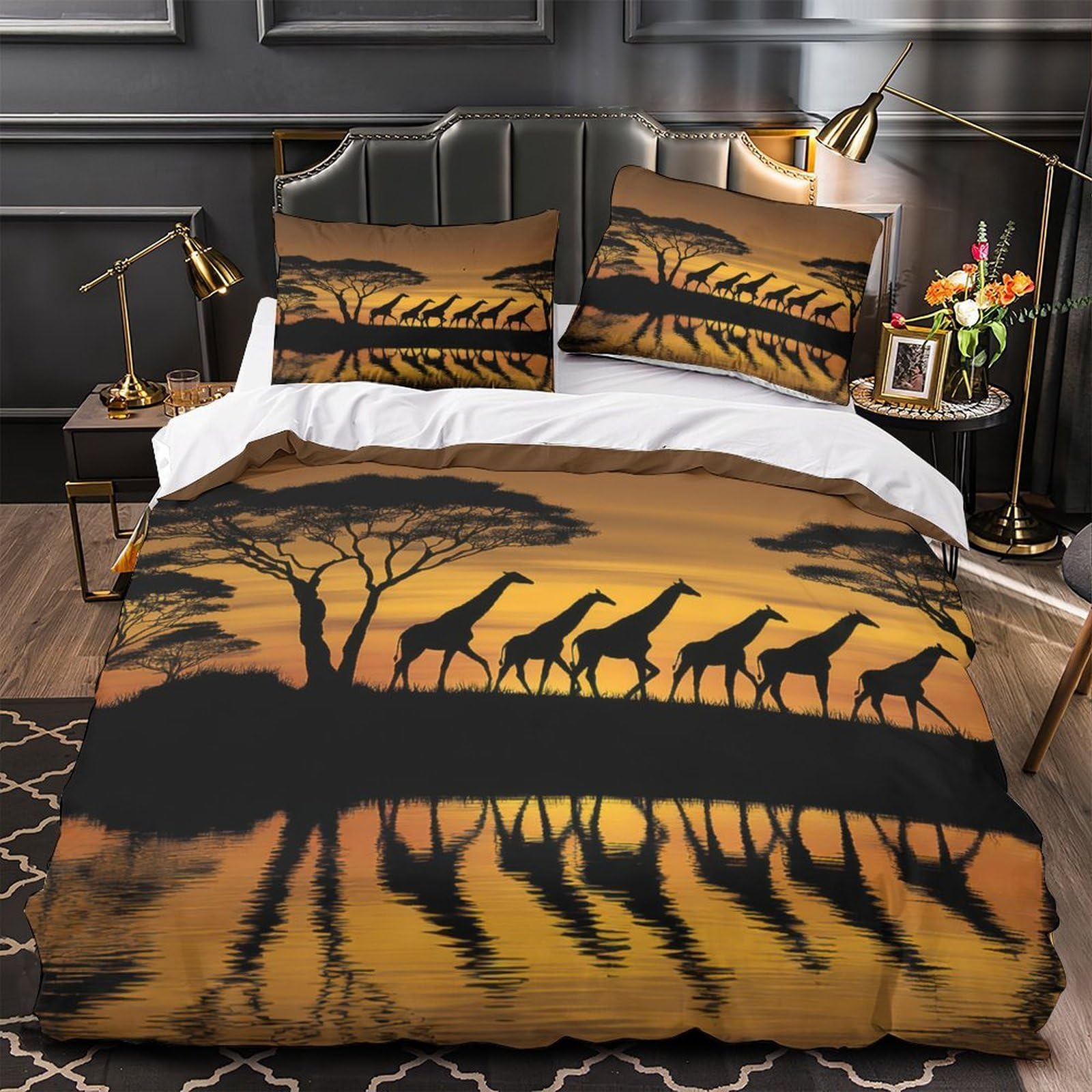 Parure lit douce safari africain 3 pièces motif 3D haute définition