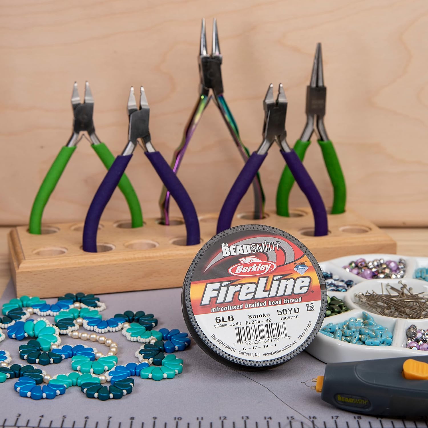 The Beadsmith Fireline by Berkley – Micro-fused Braided Thread – 6lb. Test, .006”/.15mm Diameter, 50 Yard Spool, Smoke Grey – Super Strong Stringing Material for Jewelry Making and Bead Weaving