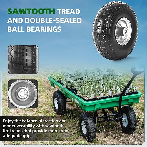 Miniatura 5 de AR-PRO Paquete de 2 neumáticos y ruedas planas 4.10/3.50-4, neumáticos de goma sólida de 10 pulgadas para carretilla, carretilla, camión de mano