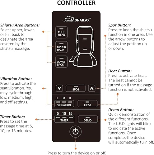 Vista 9 de Snailax Masajeador de espalda con calor, cojín de asiento de masaje Shiatsu, 8 nodos flexibles de masaje para silla de masaje de espalda completa