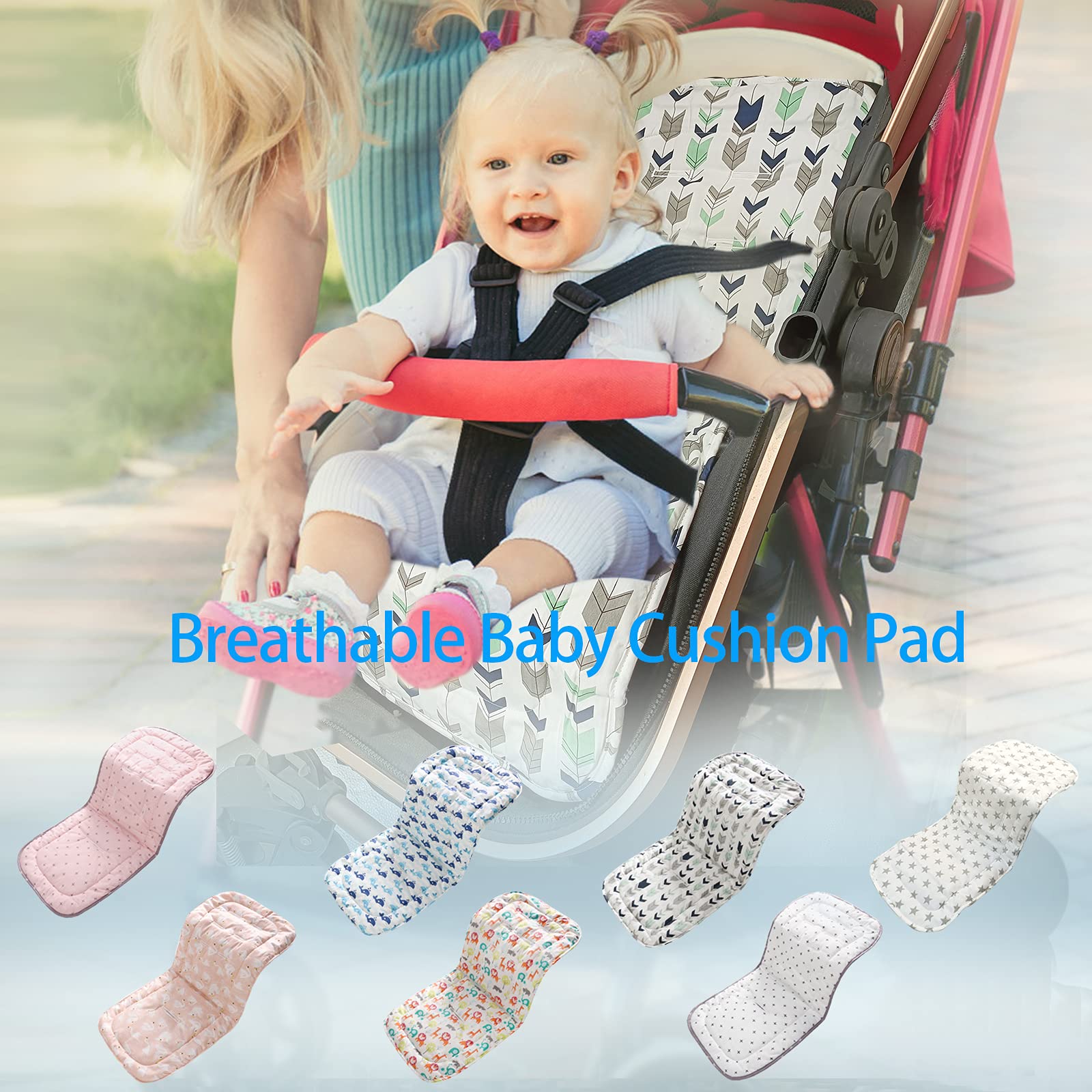 Miracle Baby Cojín Carro Bebe,Colchoneta Silla Paseo Universal Transpirable,Cojín Silla de Paseo para el Cochecito y Asiento de Carro, 100% Algodón (Flecha)
