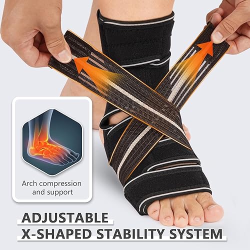 Miniatura 4 de Envoltura de compresión de pies de talla grande con correas elásticas para pies hinchados y tobillos, tobillera para esguinces, linfedema, edema,