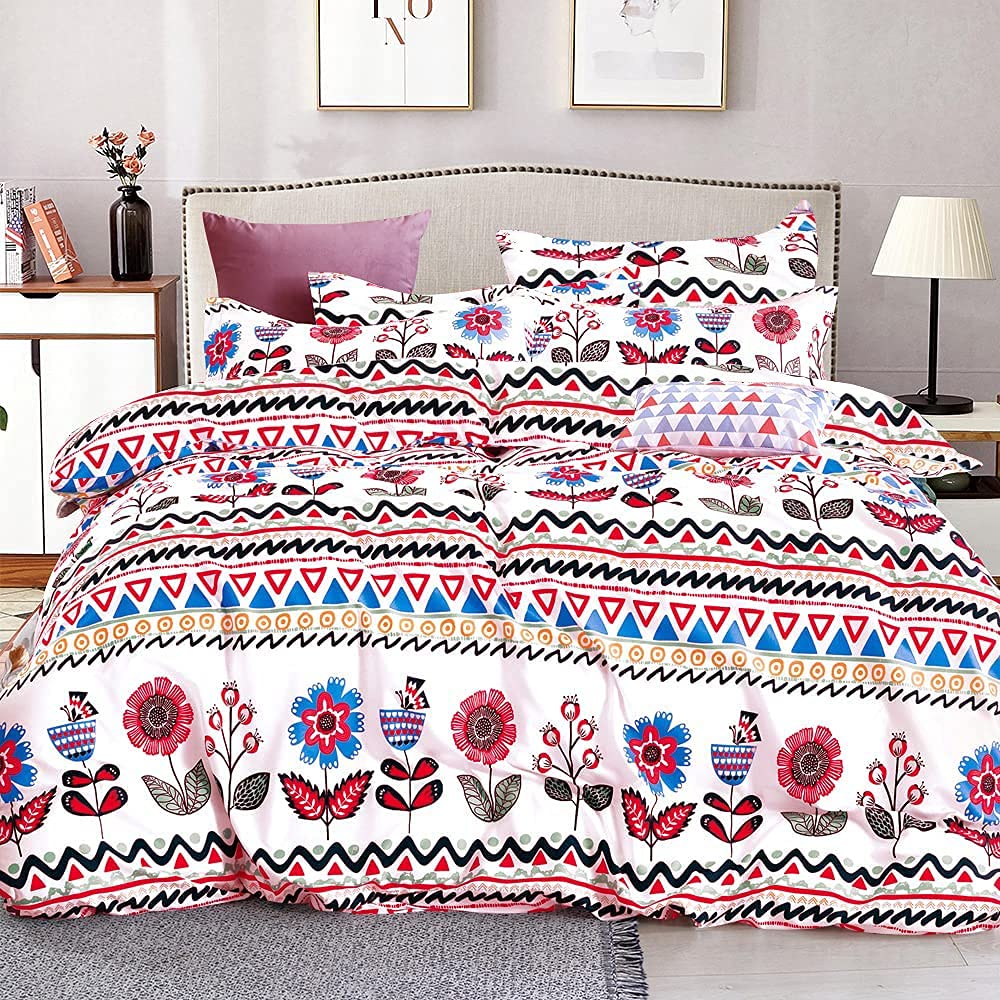 ShatexPink Comforter Set Twin 2 Pieces All Season Bedding Boho Comforter Set Twin –Ultra Soft 100% Microfiber Polyester–Striped King Size Comforter with 1 Pillow Shams