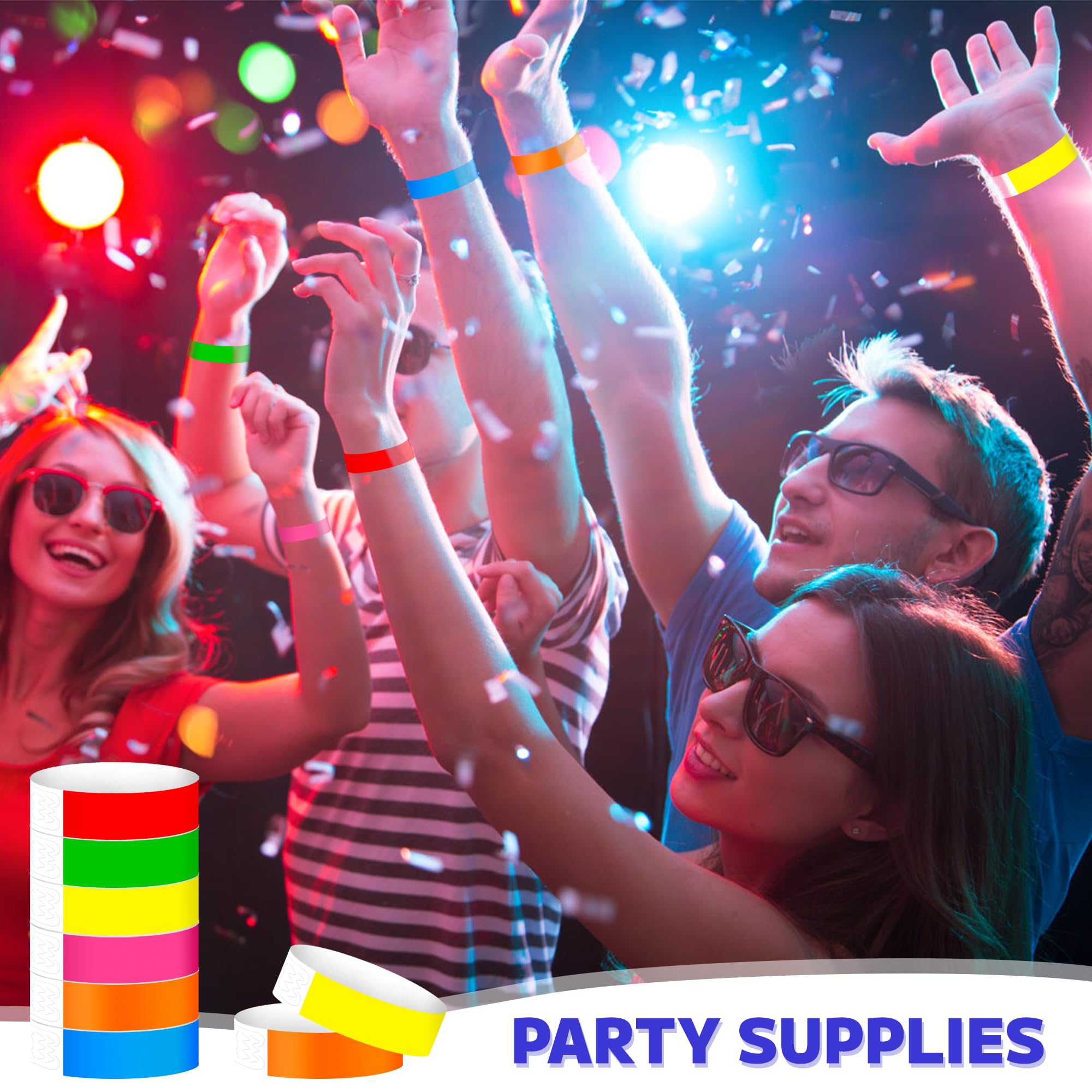 Pulseras de Papel para Eventos, 600 Piezas Pulseras Identificativas Impermeables para Entradas de Eventos Festivales Música Exhibición Conciertos (6 Colores)