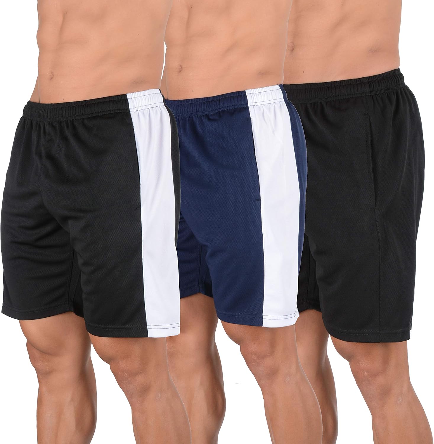 YoungLA Mens Shorts Pack of 3 Athletic Basketball Gym Workout Running 116: Clothing