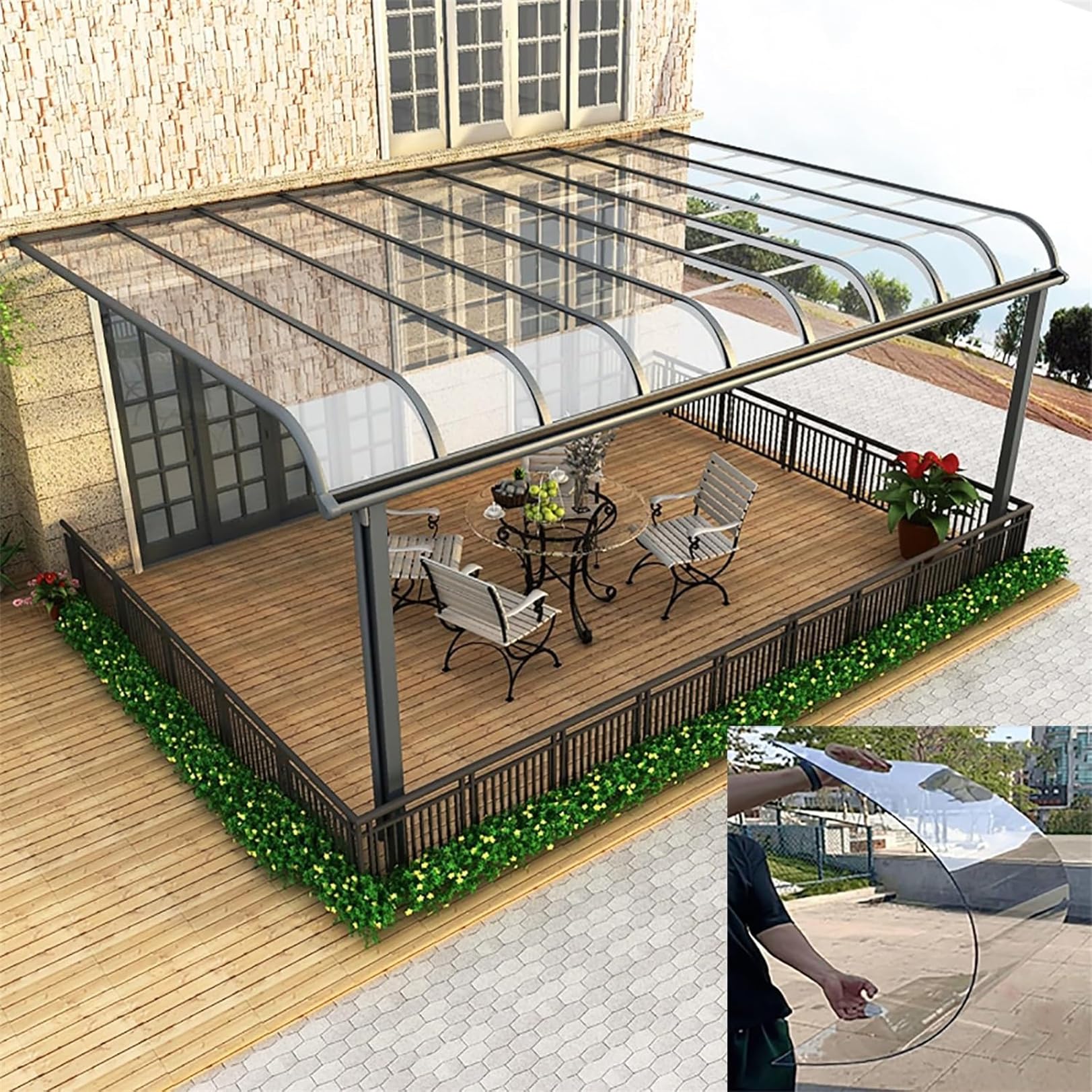 Polycarbonate Roofing Sheet, PC Transparent Durable Panel, Greenhouse Sheets [Pxkmouy 1×6m clear roofing sheets] Outdoor Awning Shelter, Sound Insulation cuts Easily Suitable for patios