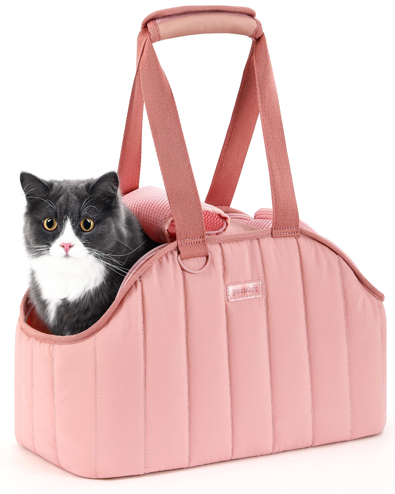 pecute dog purse carrier, lightweight dog carriers for small dogs with large pockets, dog soft-sided carriers up to 9lbs, pet carrier for puppy cat rabbit, suitable for travel, subway, pink