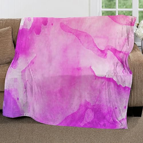 Miniatura 2 de Manta de franela de vellón rosa degradado de 60 x 80 pulgadas, suave y acogedora, manta mullida de invierno y otoño, decoración del hogar para sofá,