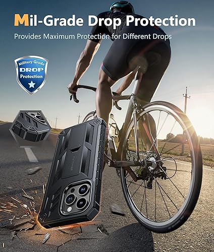 Miniatura 5 de FNTCASE Funda para iPhone 15-Pro-Max Cubierta protectora resistente de grado militar a prueba de caídas para teléfono celular con soporte y