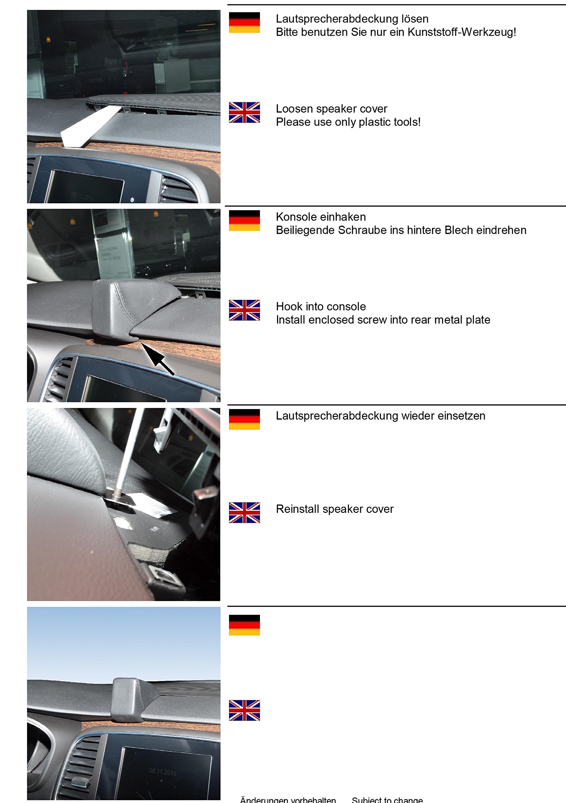 KUDA Uchwyt na telefon komórkowy pasujący do Renault Talisman od 2016 roku – konsola telefoniczna do smartfonów, telefonów komórkowych, nawigacji i wielu innych – konsola ze sztucznej skóry, czarna,