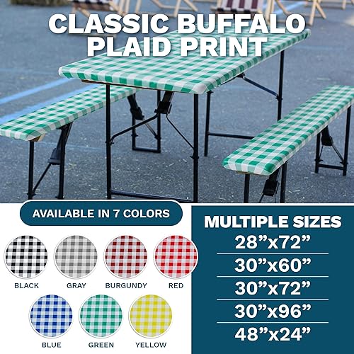 Miniatura 2 de Sorfey Mantel para mesa con fundas de banco, ajustado con elástico, vinilo con reverso de franela, se adapta a mesa de 30 x 72 pulgadas,