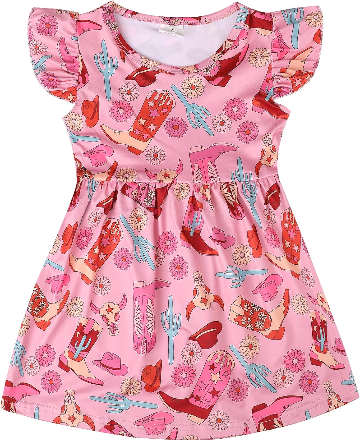 nebljgo Toddler Girls Dress Cute Animal Print Dresses Ruffle Bottom Flutter Sleeve Apparel 2 8Y