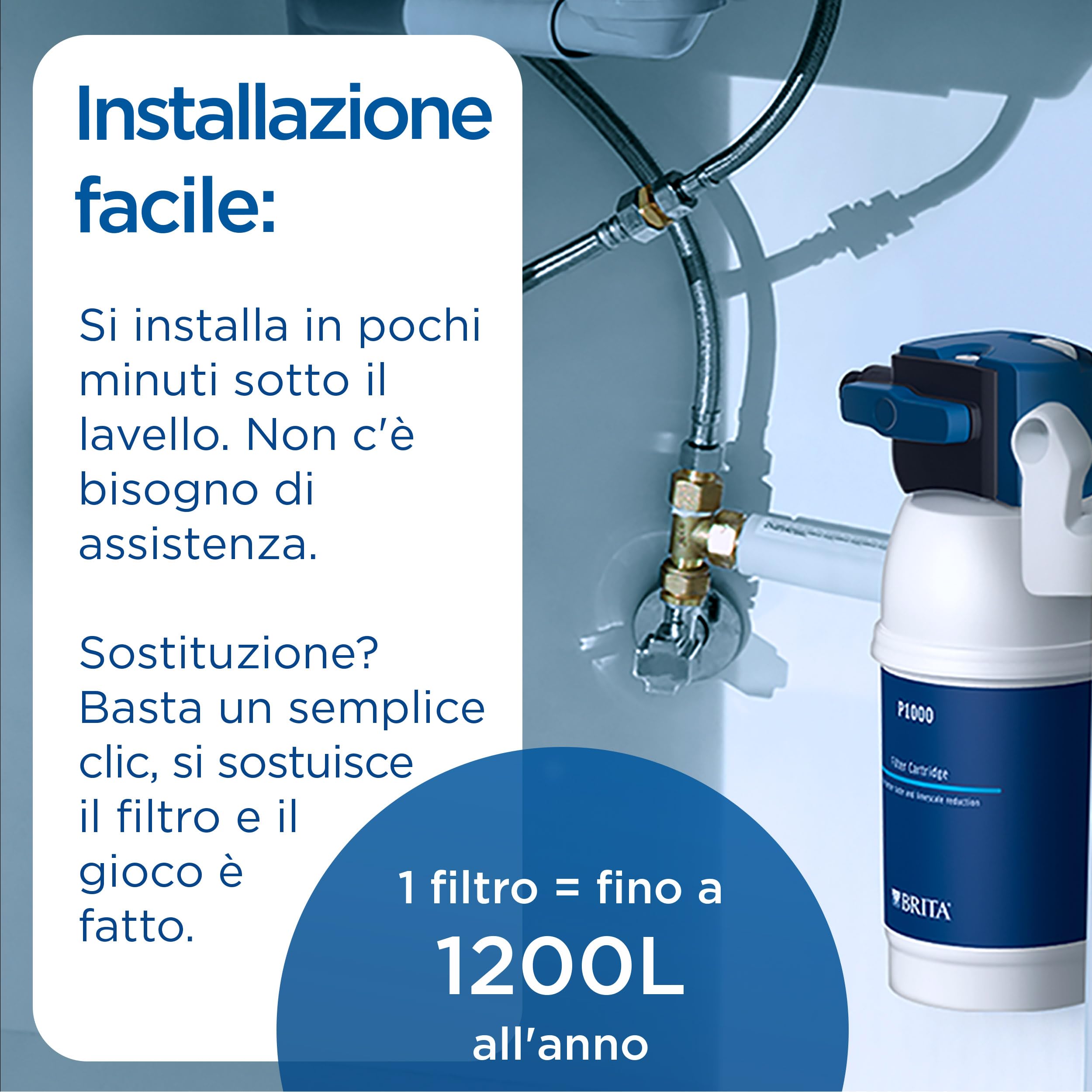 BRITA mypure P1 - Sistema di filtrazione con rubinetto e cartuccia filtrante P1000 - riduce calcare, metalli, cloro e impurità